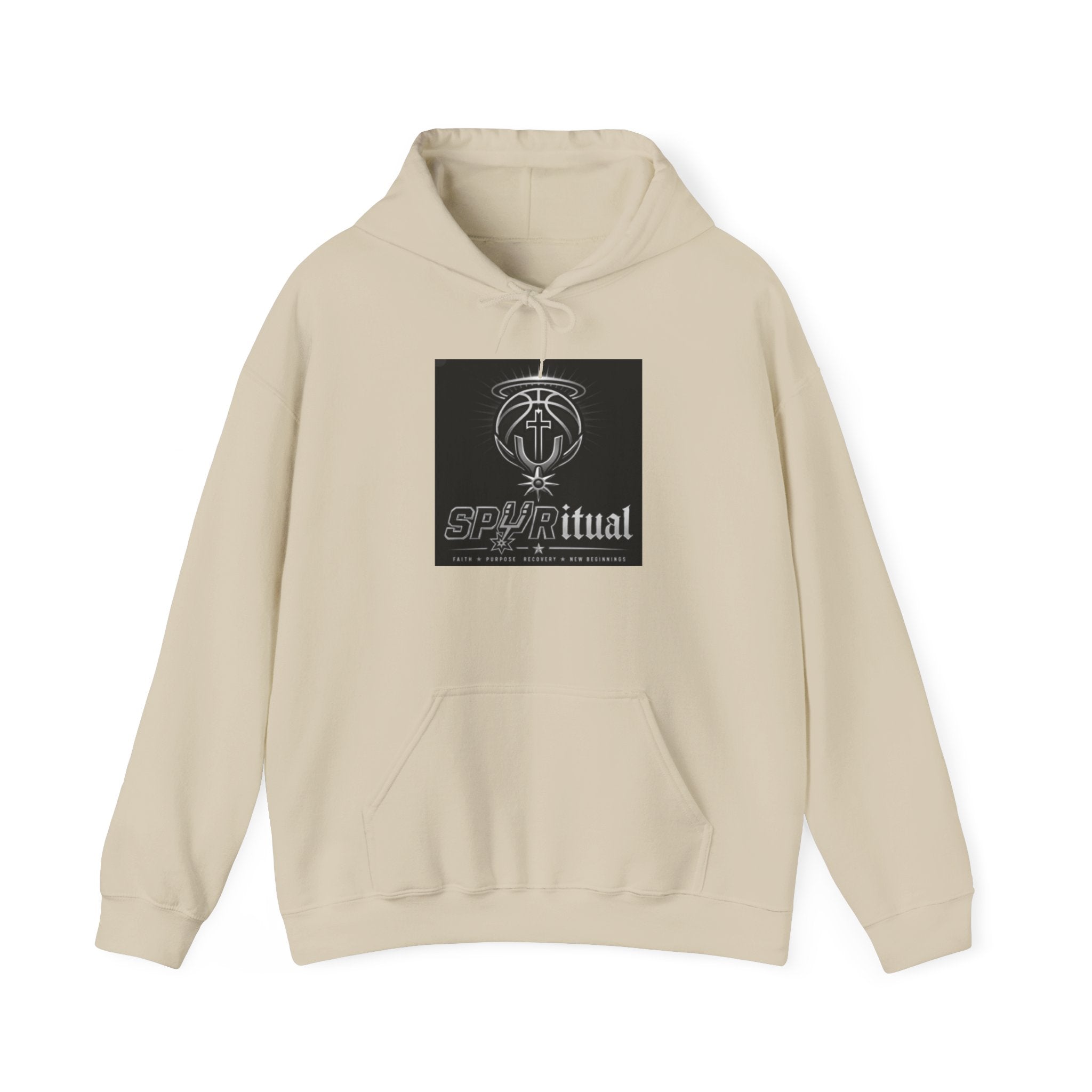 Spiriritual Logo Hoodie — Minimalist Black Square Graphic Sweatshirt