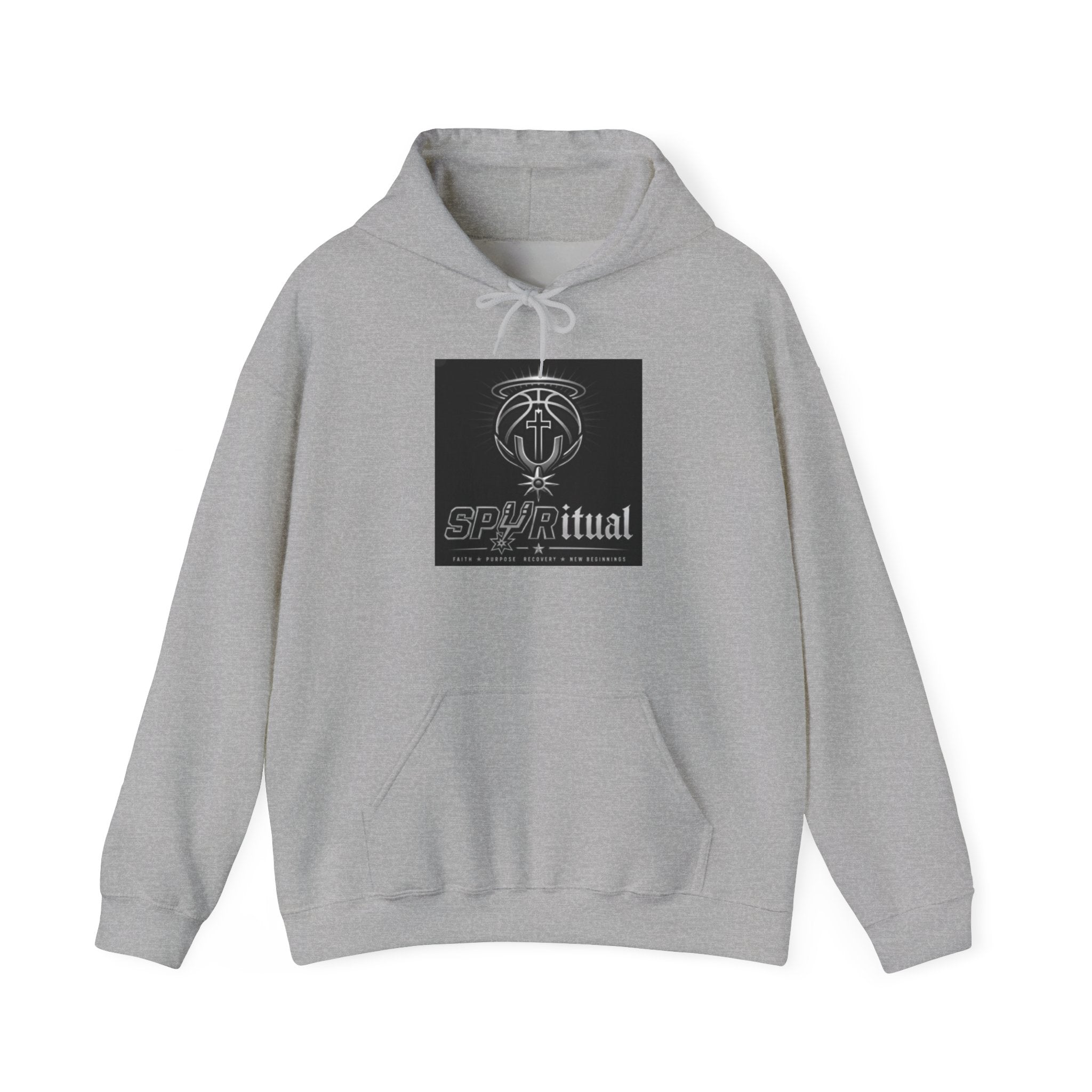 Spiriritual Logo Hoodie — Minimalist Black Square Graphic Sweatshirt