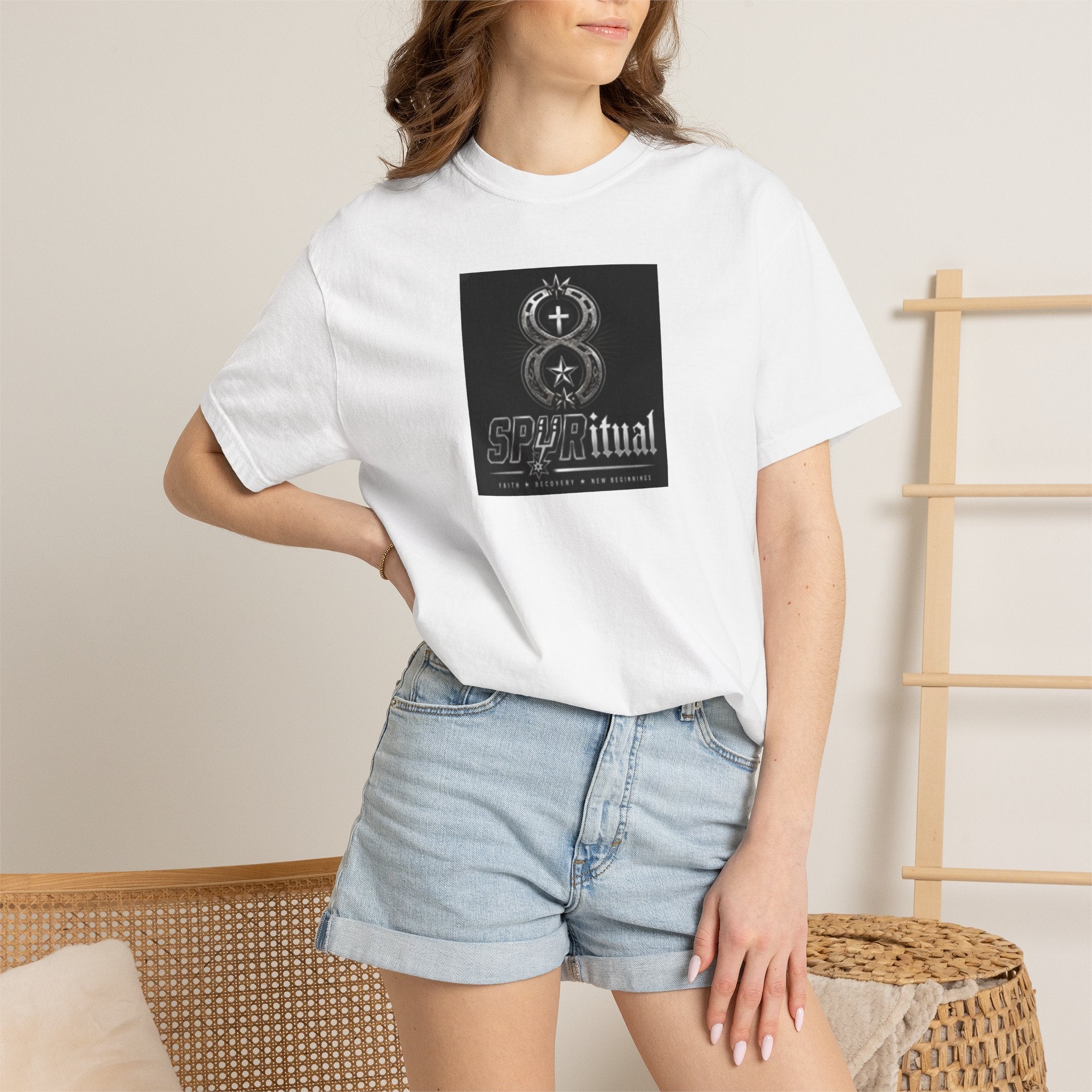 Spiritual Symbols Graphic T-Shirt — 'SPIRITual' Vintage Black Square Design