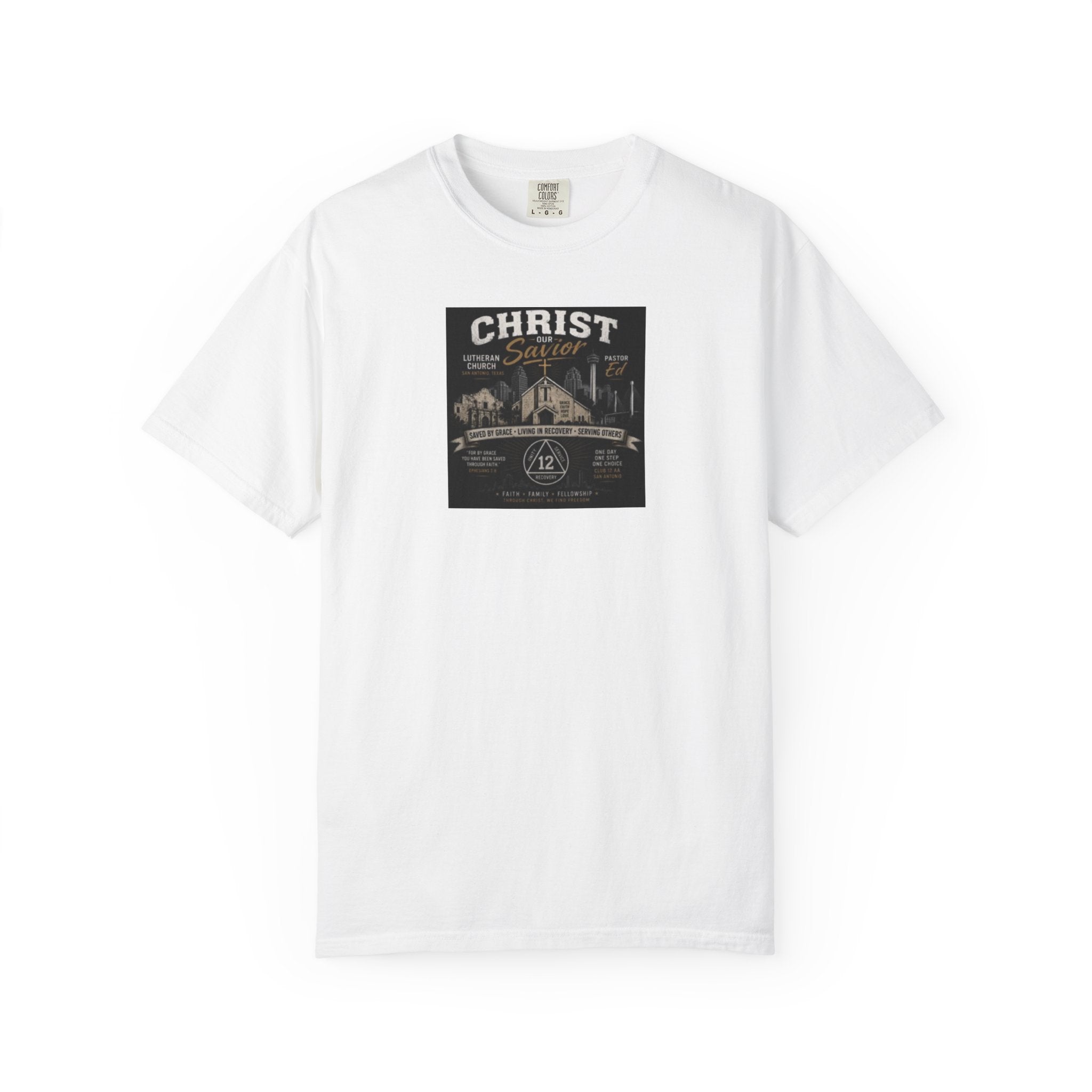 Christian Church Graphic T-Shirt — "Christ Lives" Vintage Nativity Tee