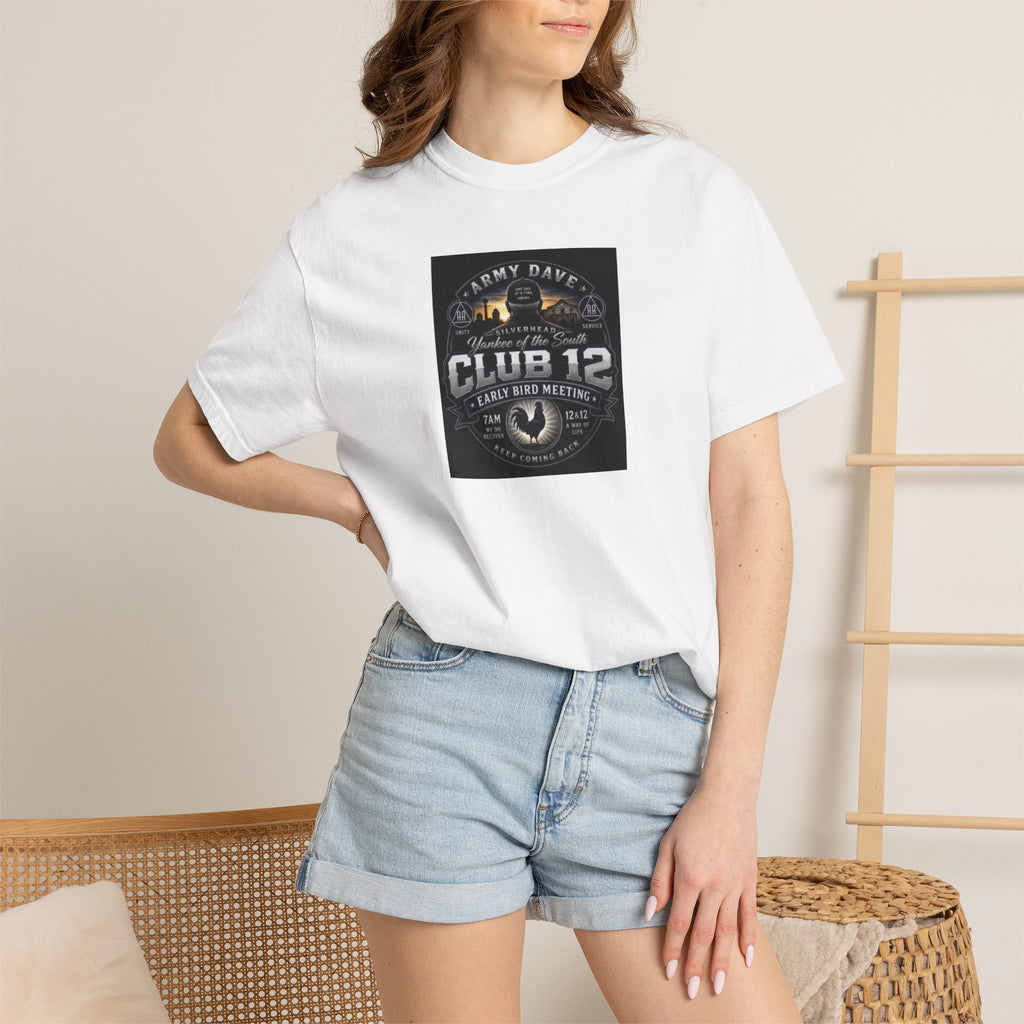 Club 12 Vintage Motorcycle T-Shirt — Army Davy Rider Graphic Tee